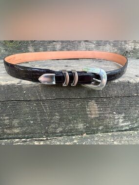 Onyx by Brighton Catera Black Croc-Embossed Leather Western Belt